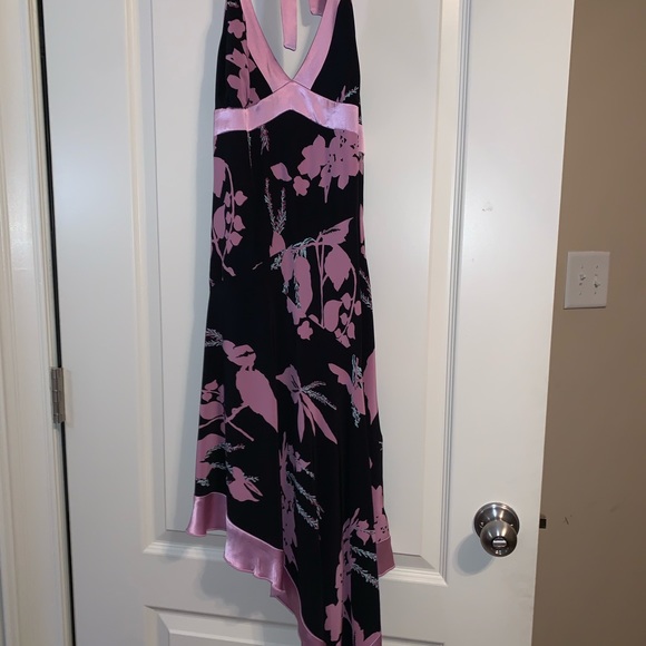 Bebe Asymmetrical Black Floral Dress M - Picture 3 of 14